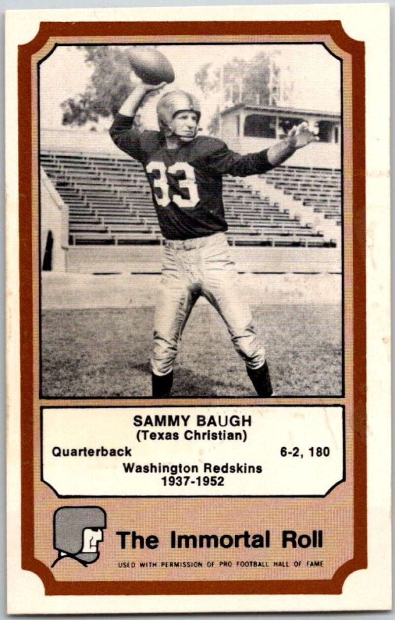1974 Fleer The Immortal Roll Football #NNO Sammy Baugh V46011