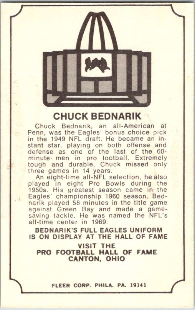 1974 Fleer The Immortal Roll Football #NNO Chuck Bednarik V46012