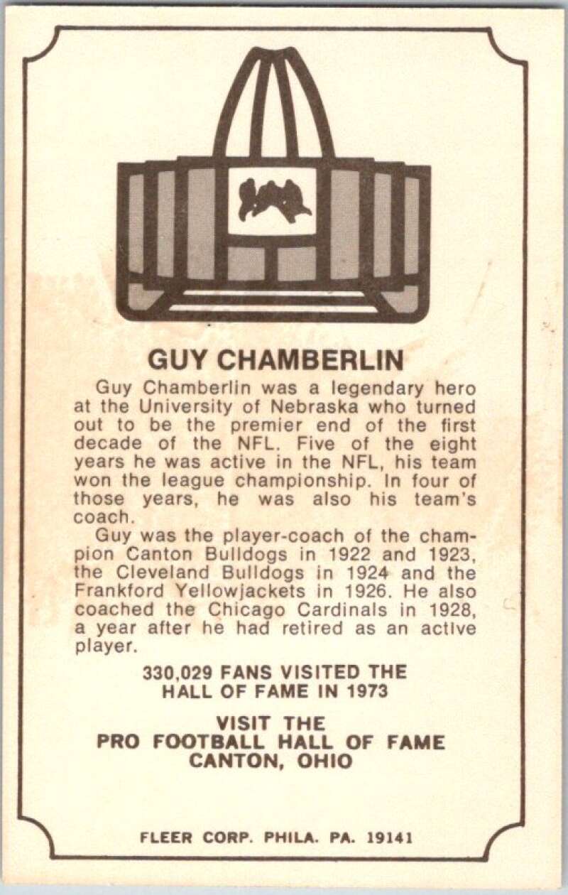1974 Fleer The Immortal Roll Football #NNO Guy Chamberlin V46020