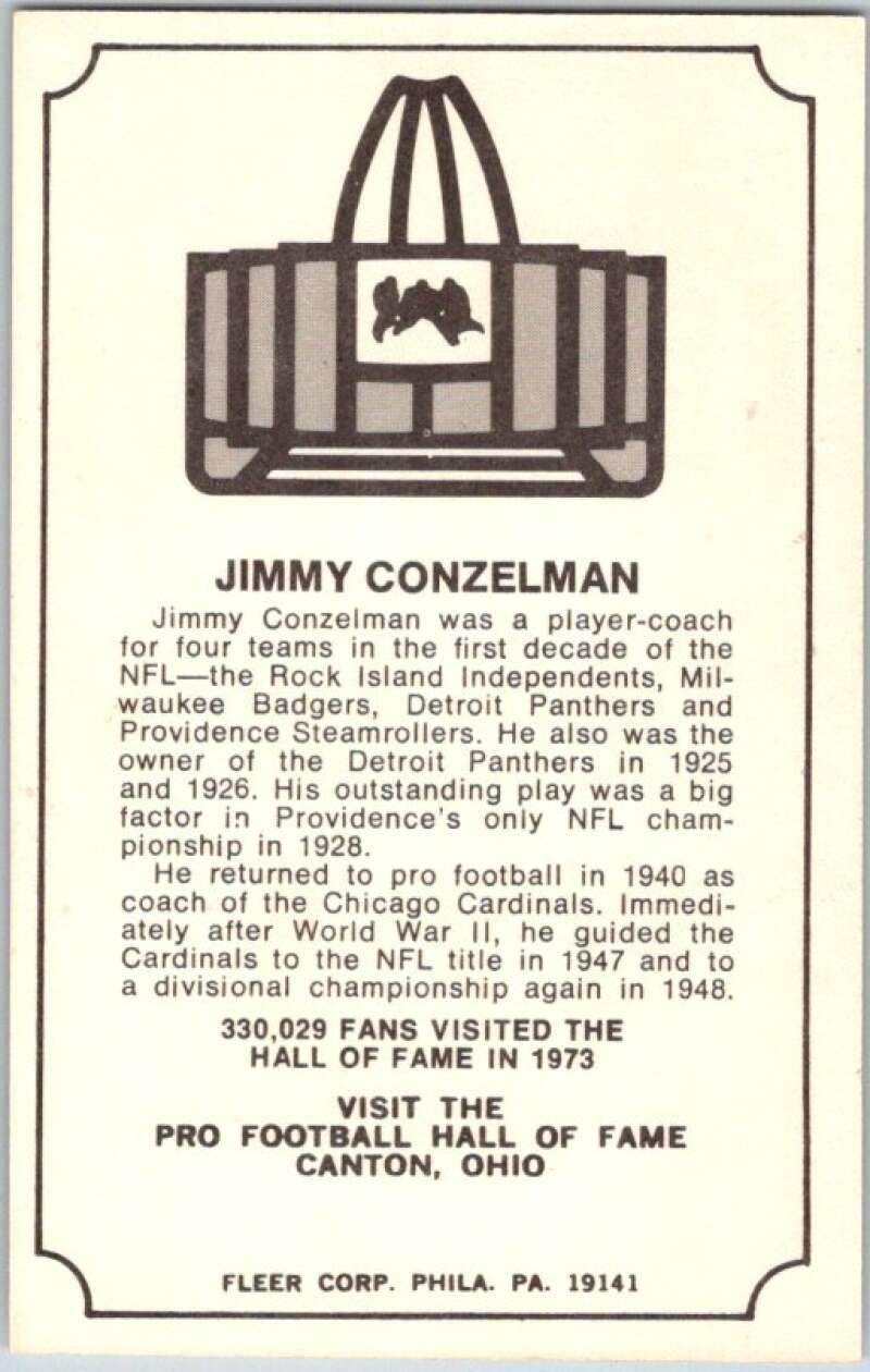 1974 Fleer The Immortal Roll Football #NNO Jimmy Conzelman V46025