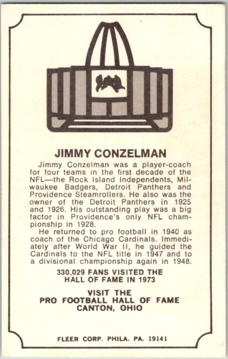 1974 Fleer The Immortal Roll Football #NNO Jimmy Conzelman V46026