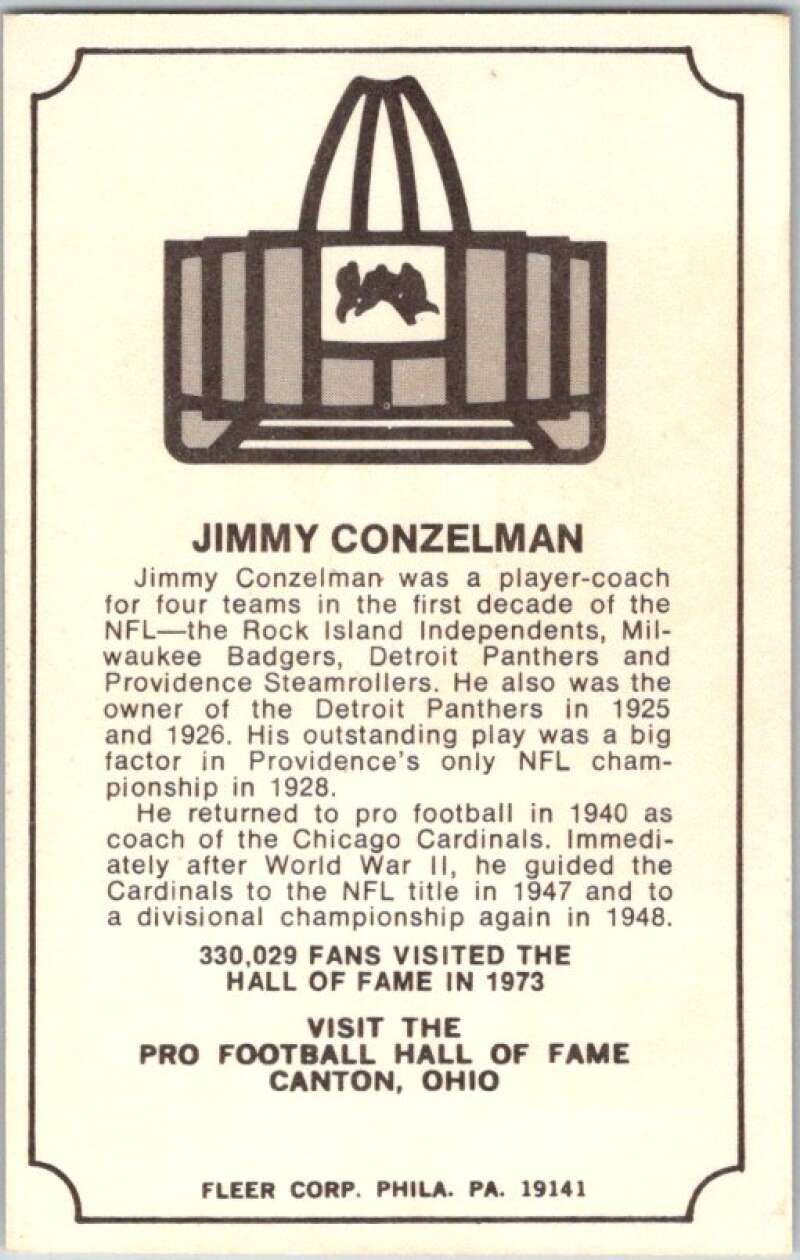 1974 Fleer The Immortal Roll Football #NNO Jimmy Conzelman  V46026