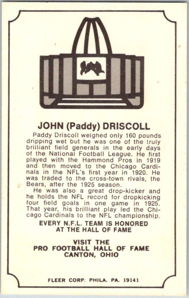 1974 Fleer The Immortal Roll Football #NNO John (Paddy) Driscoll V46030
