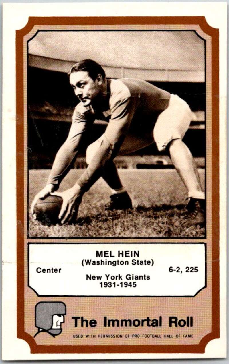 1974 Fleer The Immortal Roll Football #NNO Mel Hein V46044