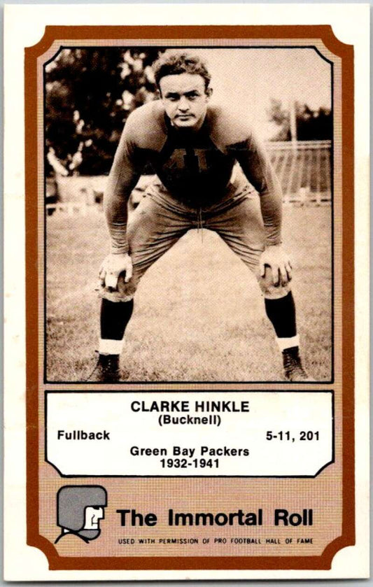 1974 Fleer The Immortal Roll Football #NNO Clarke Hinkle  V46050
