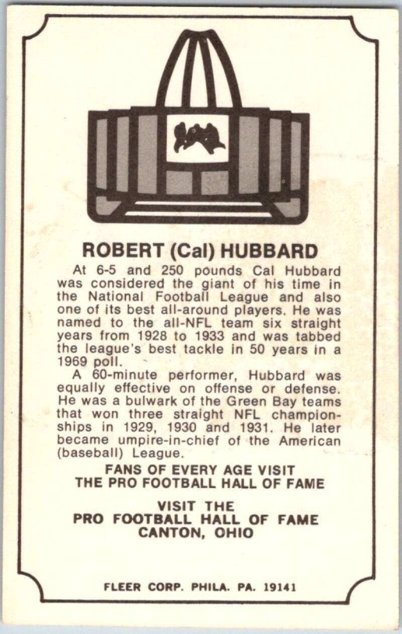 1975 Fleer The Immortal Roll Football #NNO Robert (Cal) Hubbard V46055