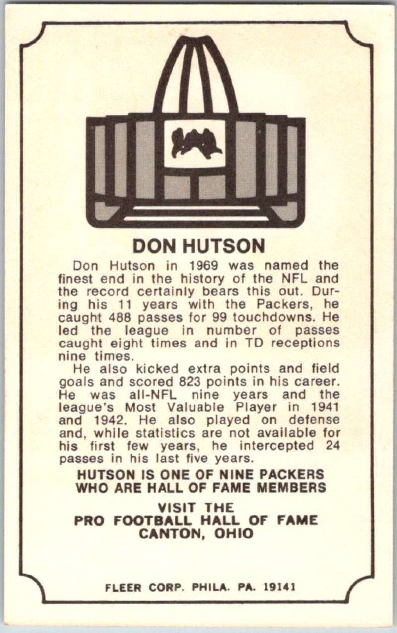 1975 Fleer The Immortal Roll Football #NNO Don Hutson V46060