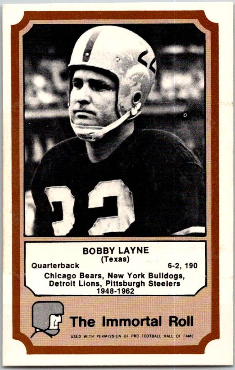 1974 Fleer The Immortal Roll Football #NNO Bobby Layne V46064
