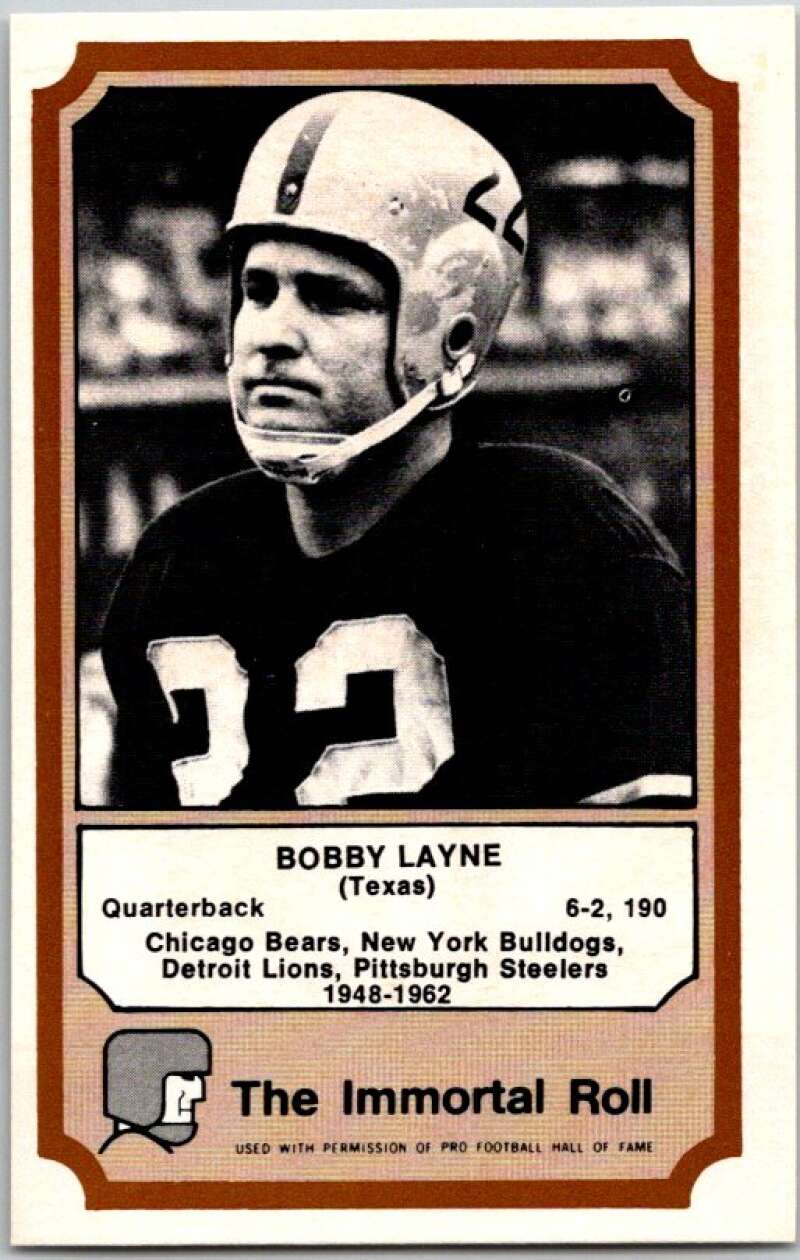 1975 Fleer The Immortal Roll Football #NNO Bobby Layne V46065