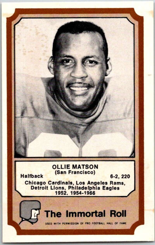 1975 Fleer The Immortal Roll Football #NNO Ollie Matson  V46070