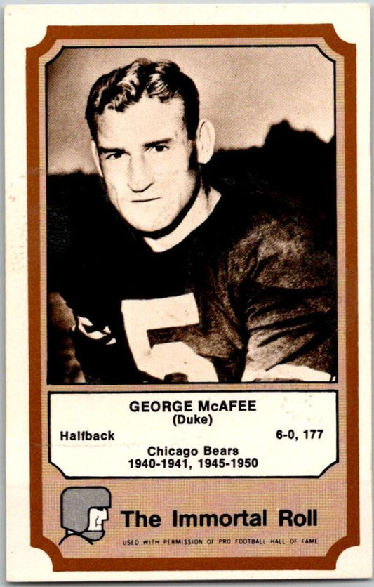 1974 Fleer The Immortal Roll Football #NNO George McAfee  V46071