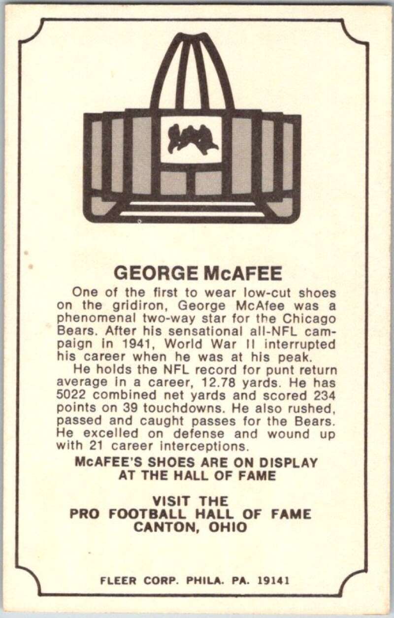 1974 Fleer The Immortal Roll Football #NNO George McAfee  V46071