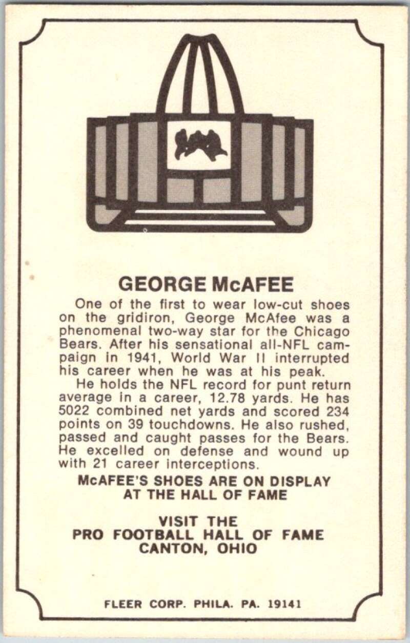 1974 Fleer The Immortal Roll Football #NNO George McAfee V46071