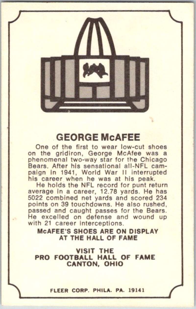 1975 Fleer The Immortal Roll Football #NNO George McAfee V46072