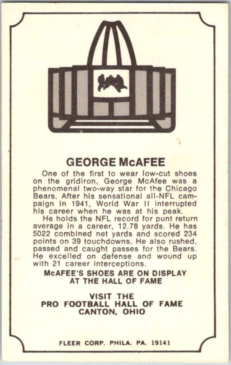 1975 Fleer The Immortal Roll Football #NNO George McAfee  V46072