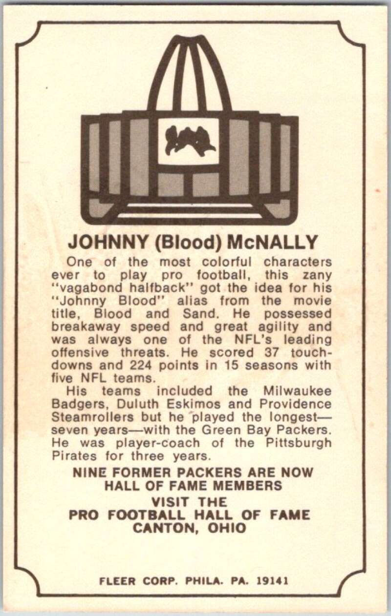 1976 Fleer The Immortal Roll Football #NNO Johnny (Blood) McNally V46077