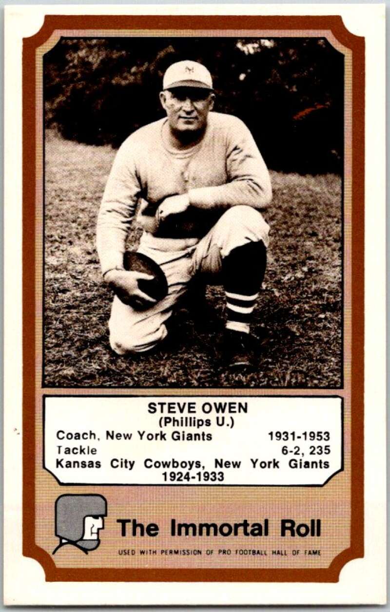 1974 Fleer The Immortal Roll Football #NNO Steve Owen V46088