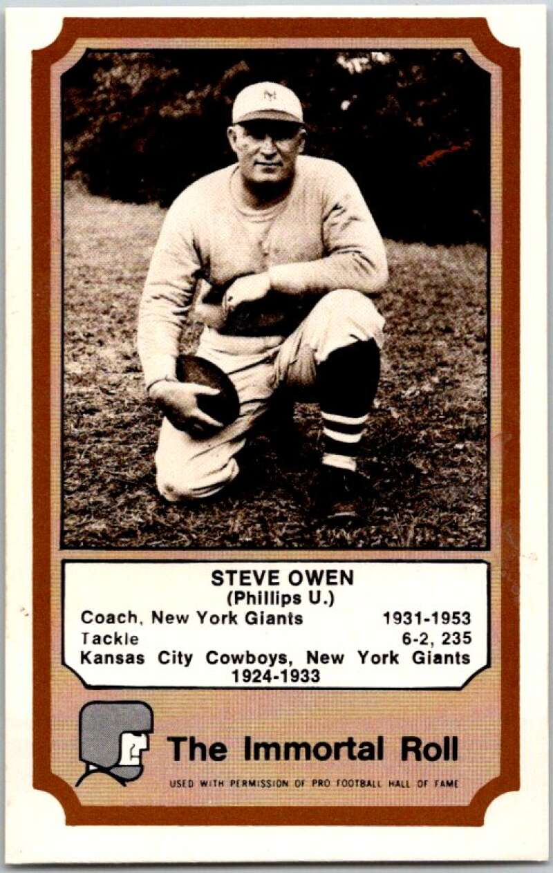 1975 Fleer The Immortal Roll Football #NNO Steve Owen V46089