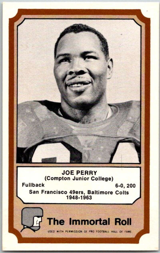 1975 Fleer The Immortal Roll Football #NNO Joe Perry  V46091
