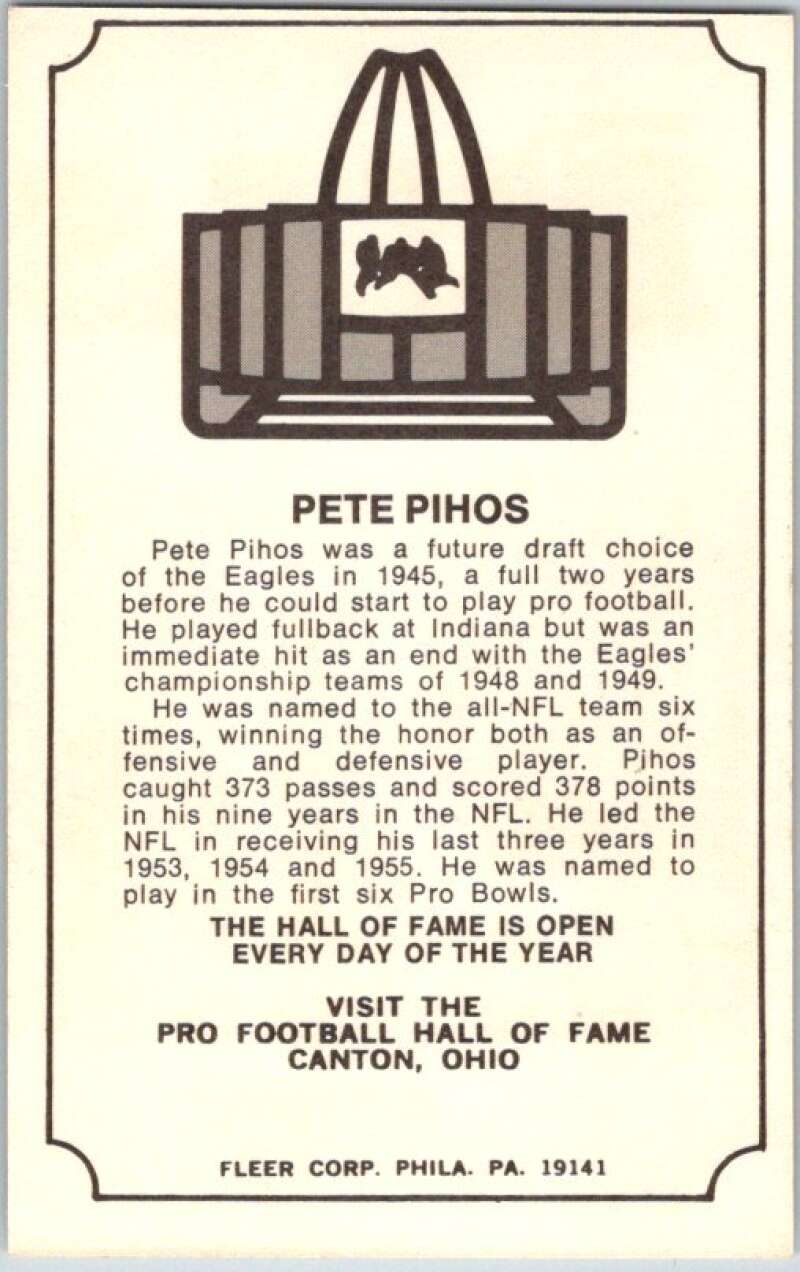 1975 Fleer The Immortal Roll Football #NNO Pete Pihos V46094