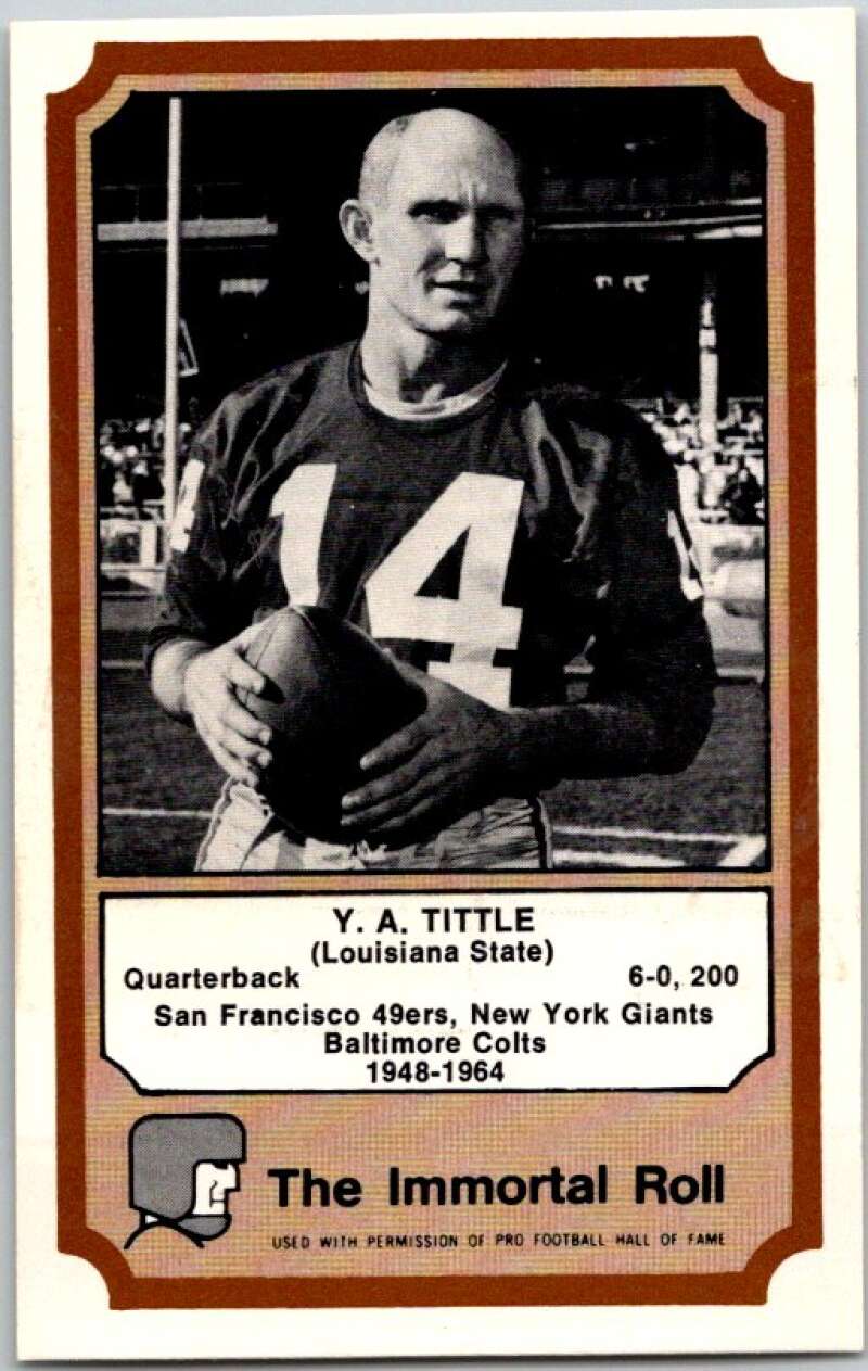 1974 Fleer The Immortal Roll Football #NNO Y.A. Tittle V46105
