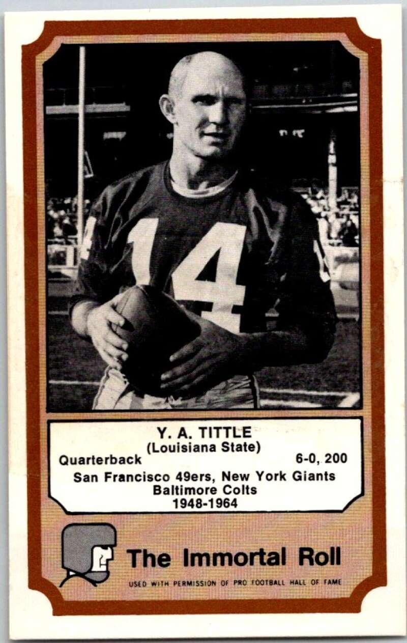 1975 Fleer The Immortal Roll Football #NNO Y.A. Tittle V46106