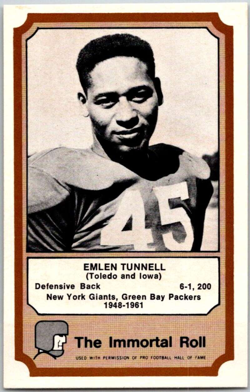 1974 Fleer The Immortal Roll Football #NNO Emlen Tunnell V46110