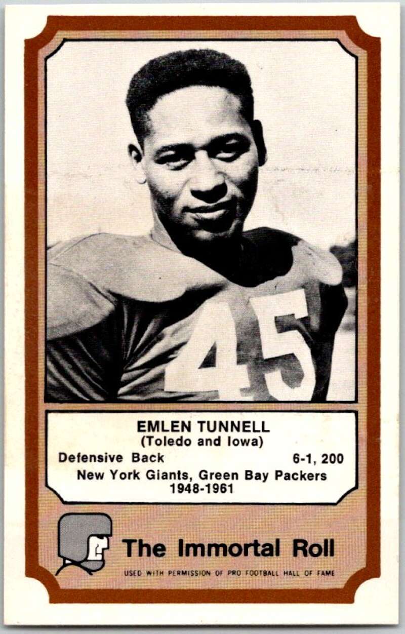 1975 Fleer The Immortal Roll Football #NNO Emlen Tunnell V46111