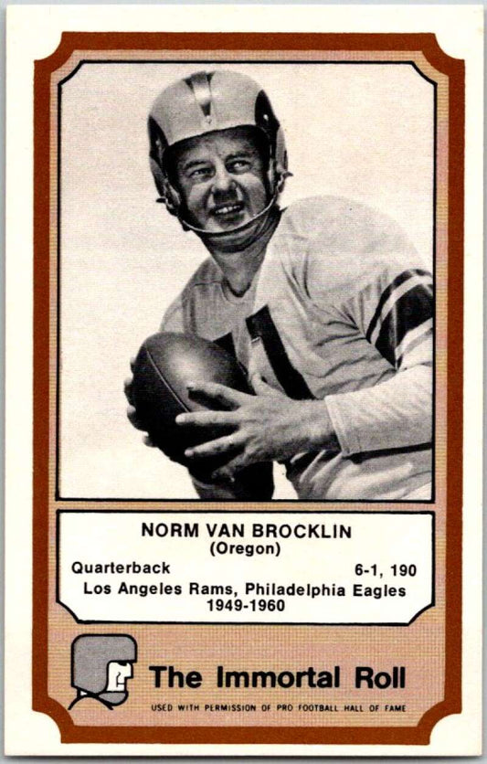 1974 Fleer The Immortal Roll Football #NNO Norm Van Brocklin  V46114