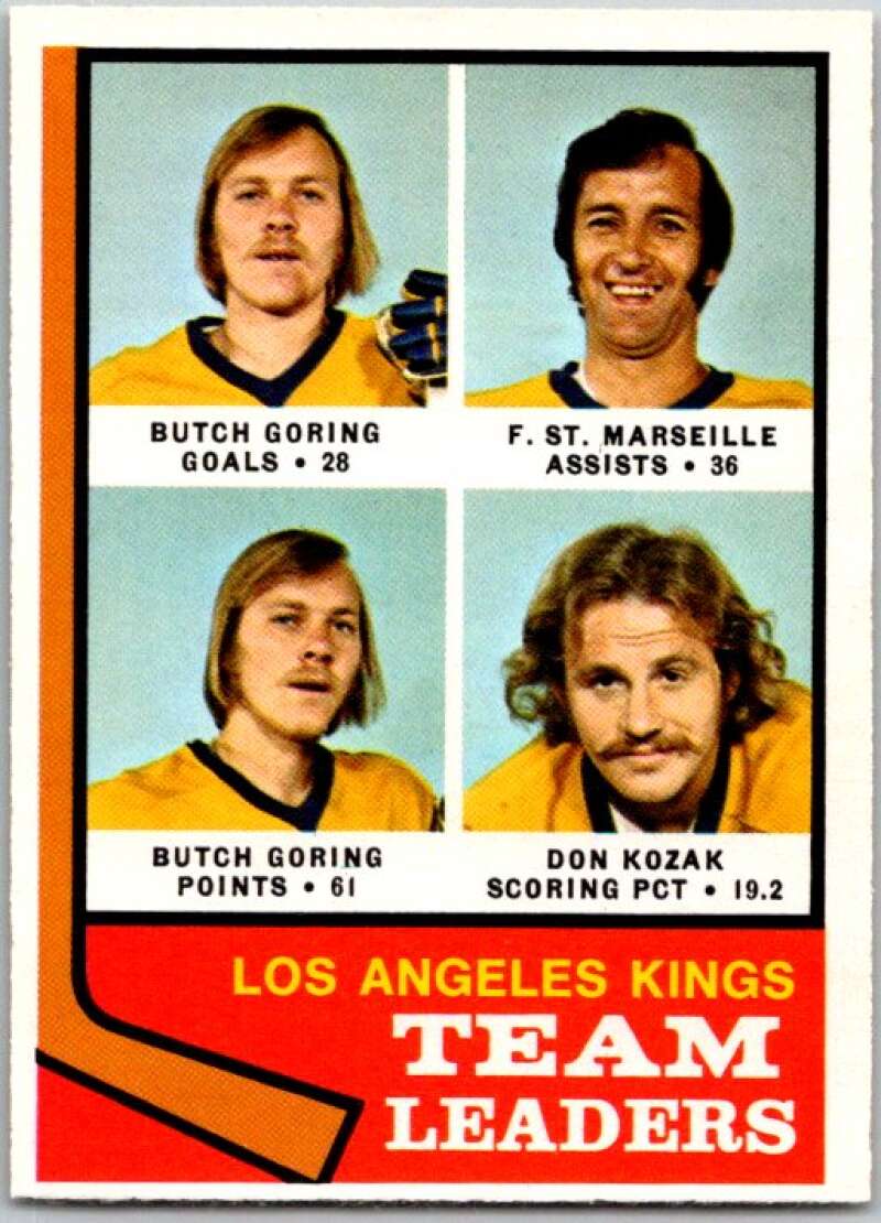 1974-75 O-Pee-Chee #98 Don Kozak/Butch Goring/Frank St. Marseille V46219