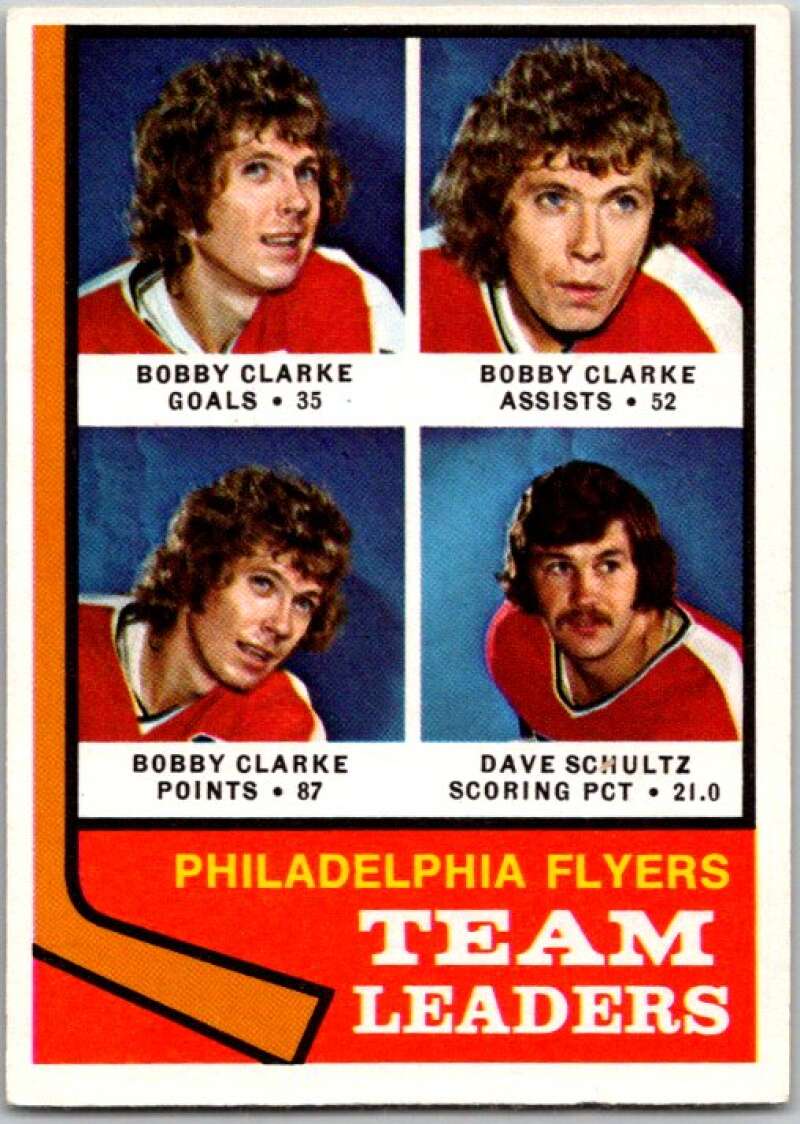 1974-75 O-Pee-Chee #154 Bobby Clarke/Dave Schultz TL Flyers V46272