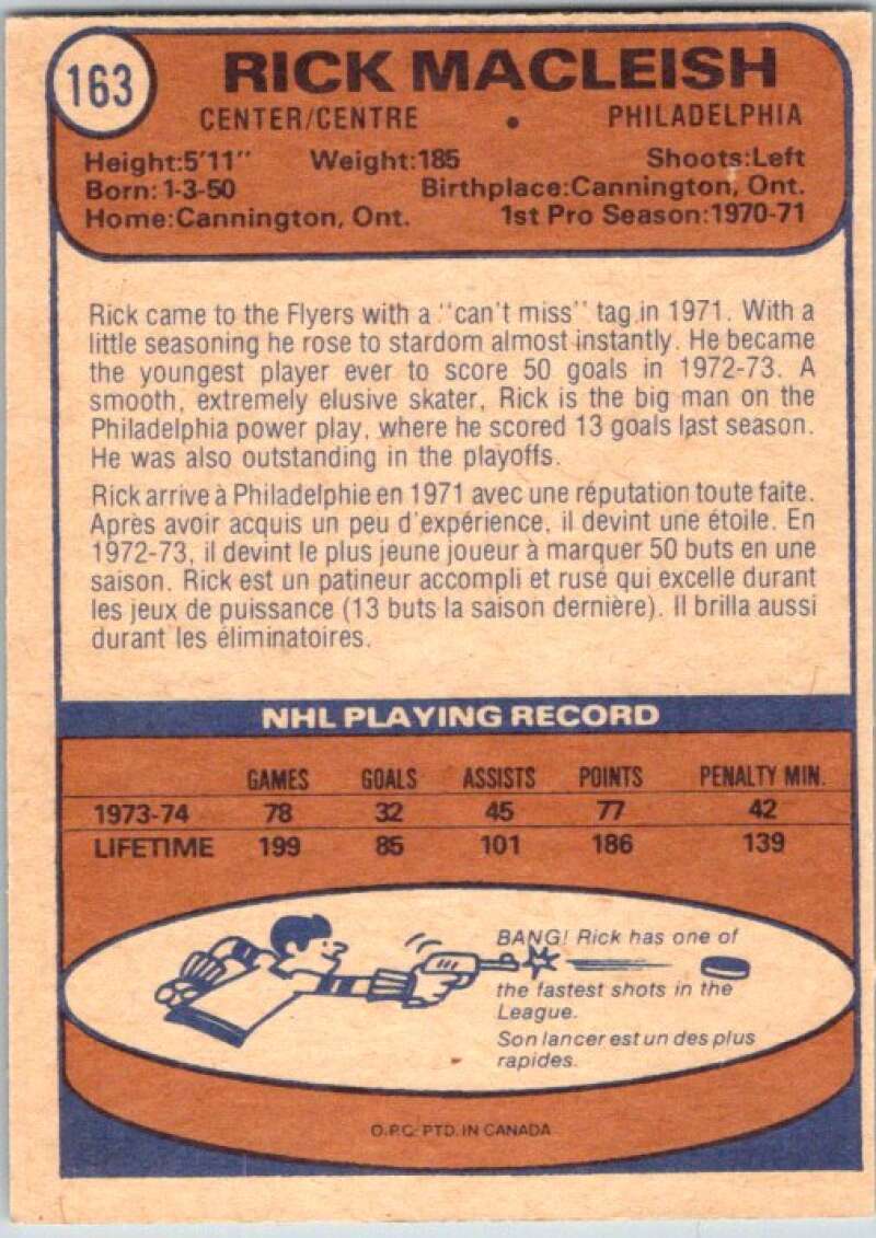 1974-75 O-Pee-Chee #163 Rick MacLeish Philadelphia Flyers V46279