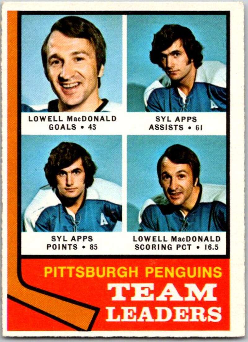 1974-75 O-Pee-Chee #183 Syl Apps Jr. TL Pittsburgh Penguins V46297