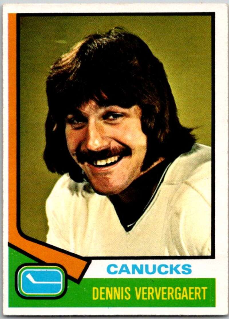 1974-75 O-Pee-Chee #207 Dennis Ververgaert RC Rookie Canucks V46320