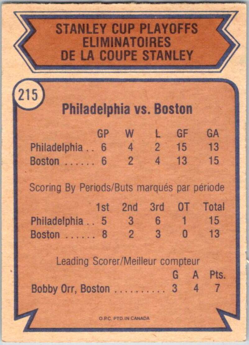 1974-75 O-Pee-Chee #215 1974 Finals Flyers over Bruins V46328