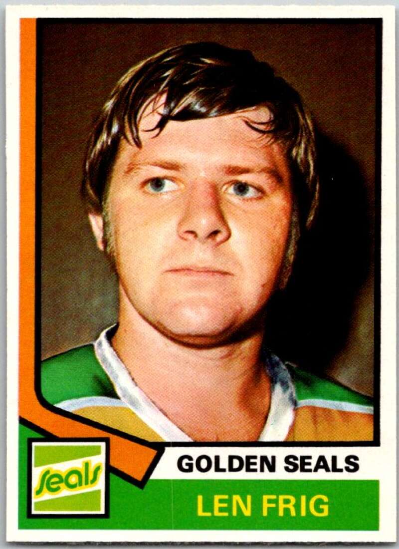 1974-75 O-Pee-Chee #242 Len Frig RC Rookie California Golden V46355