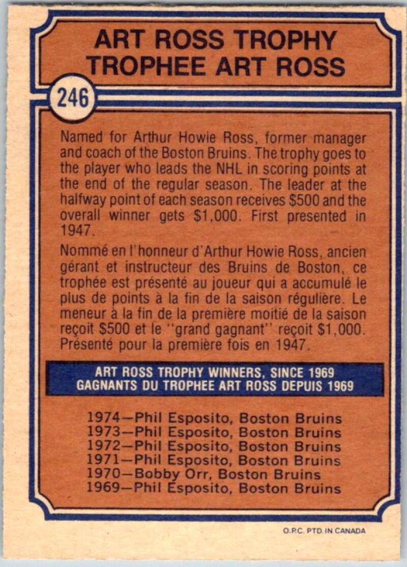 1974-75 O-Pee-Chee #246 Phil Esposito Boston Bruins V46359