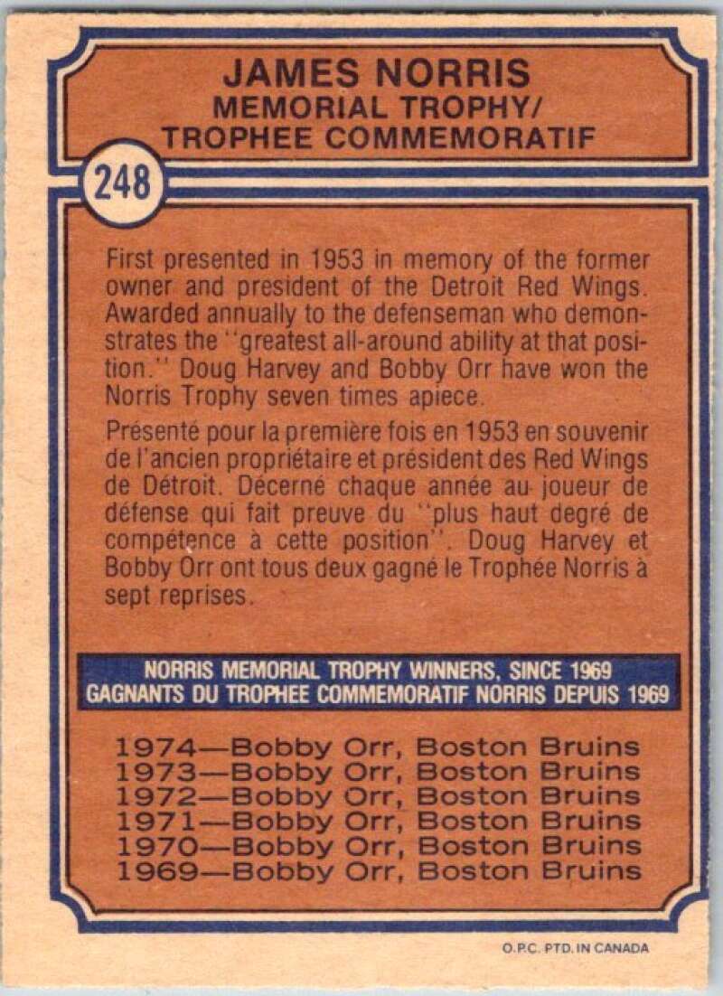 1974-75 O-Pee-Chee #248 Bobby Orr Boston Bruins V46361