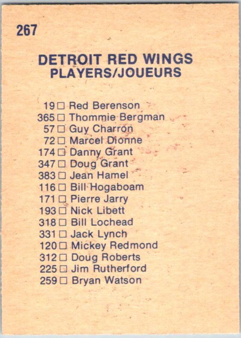1974-75 O-Pee-Chee #267 Detroit Red Wings TC Detroit Red Wings V46379