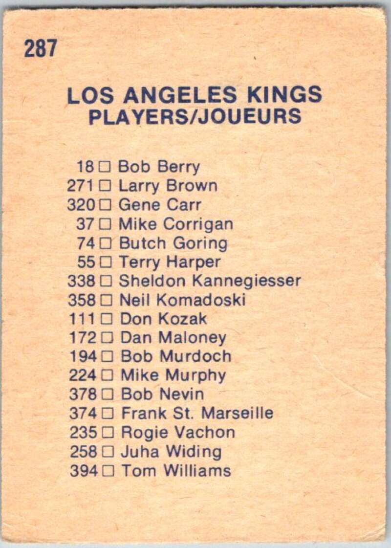 1974-75 O-Pee-Chee #287 Los Angeles Kings TC Los Angeles Kings V46398