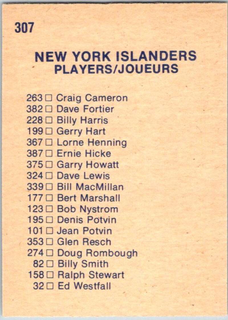 1974-75 O-Pee-Chee #307 New York Islanders TC New York Islanders V46418