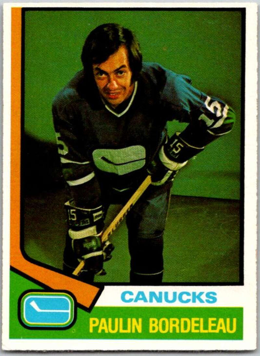 1974-75 O-Pee-Chee #340 Paulin Bordeleau  RC Rookie Vancouver Canucks  V46450