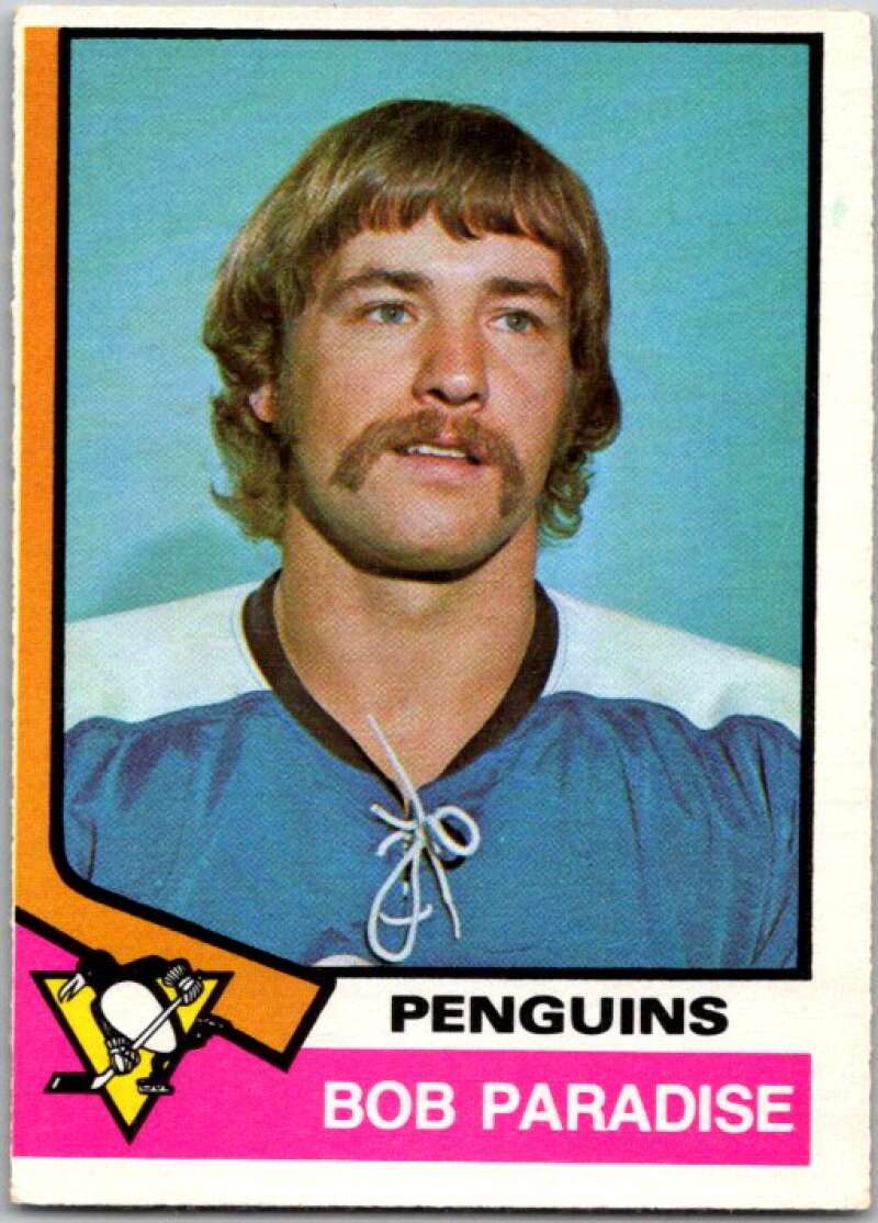 1974-75 O-Pee-Chee #343 Bob Paradise RC Rookie Pittsburgh Penguins V46453