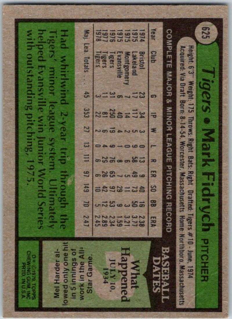 1979 Topps MLB #625 Mark Fidrych Detroit Tigers V46719