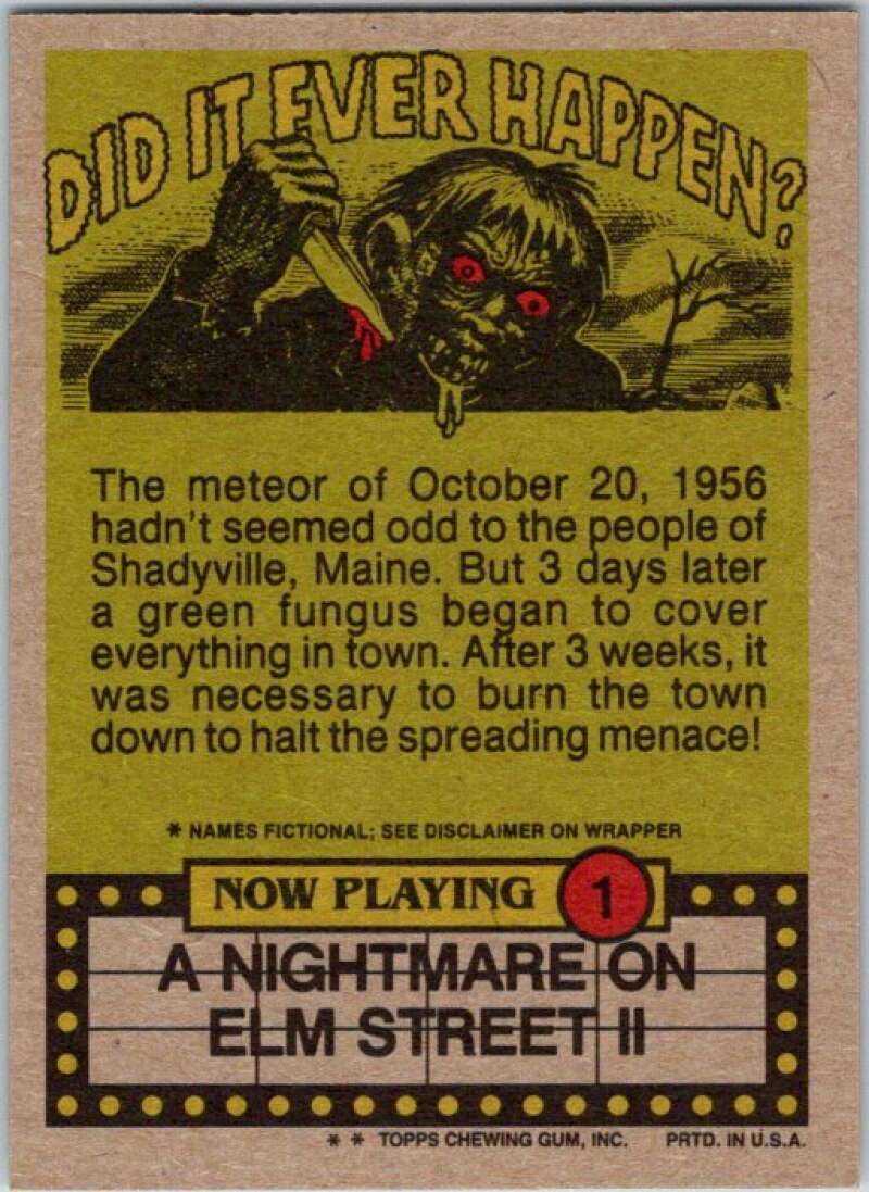 1988 Topps Fright Flicks #1 Fright Flicks Title Card V46781