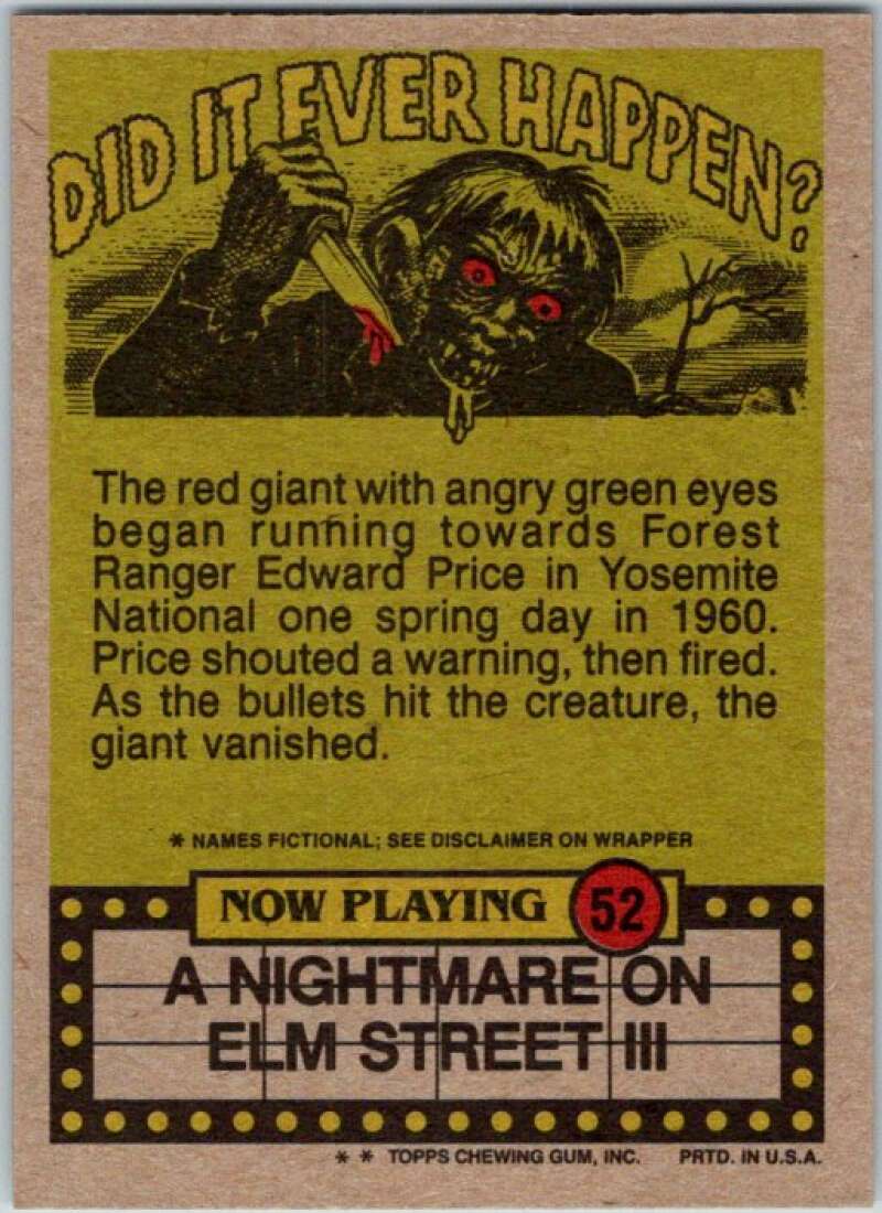 1988 Topps Fright Flicks #52 When You Said You'd Have Me for Dinner  V46790