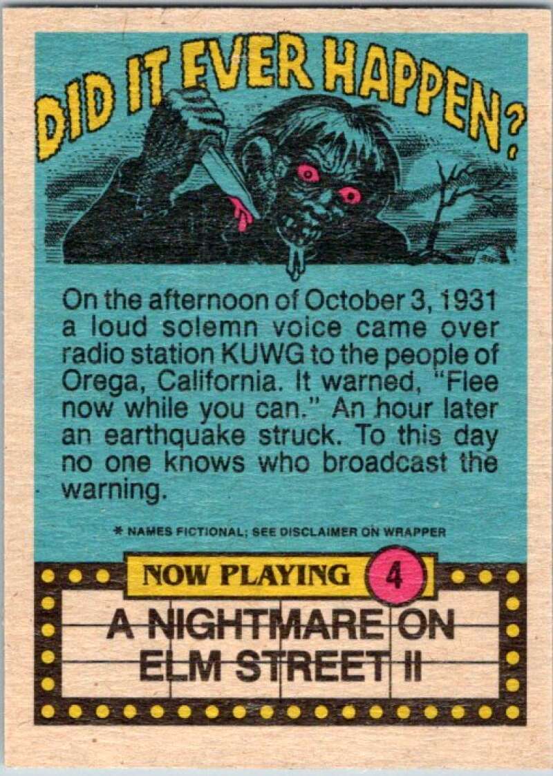 1988 OPC Fright Flicks #4 I Really Oughta Stop Gargling with Kerosene V46795