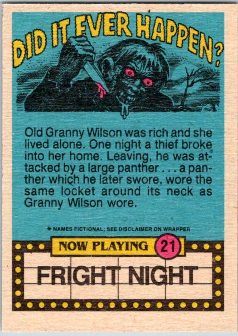 1988 OPC Fright Flicks #21 Now Don't Get Cross V46807