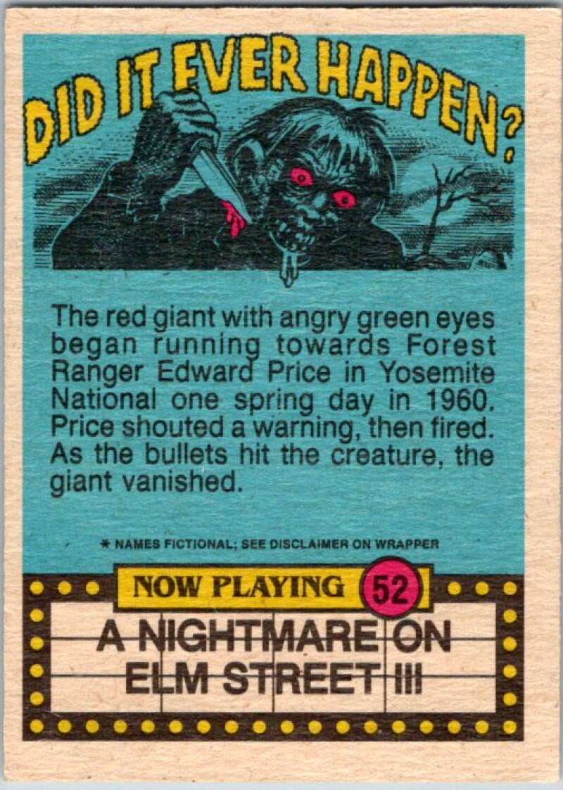 1988 OPC Fright Flicks #52 Said You'd Have Me for Dinner/I Thou V46822