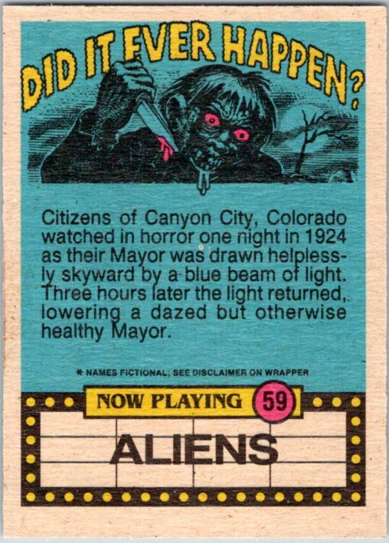 1988 OPC Fright Flicks #59 Label Said Not Open Before Christmas V46824